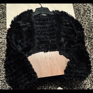 BCBG maxazria rabbit fur shrug